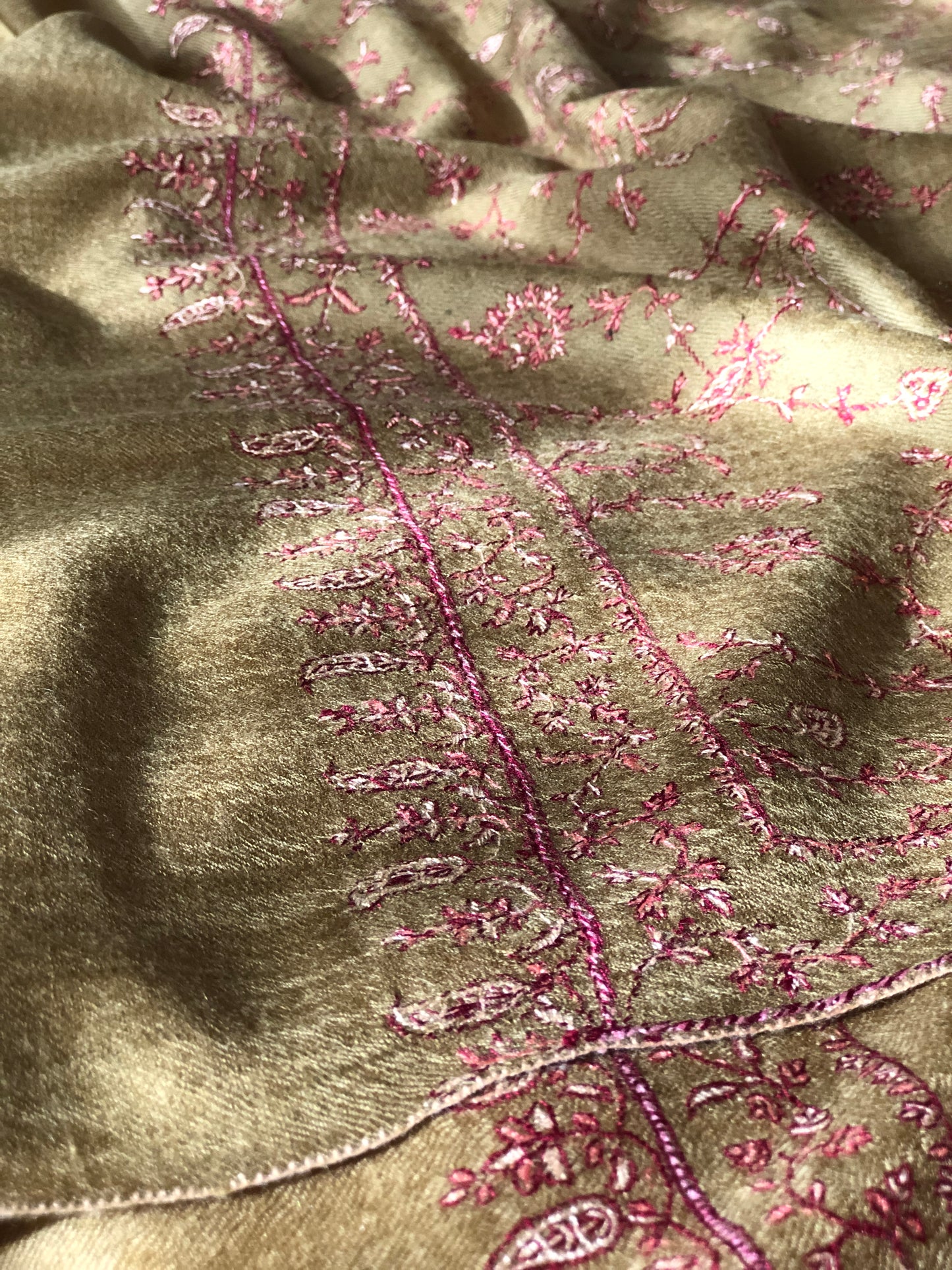 Royal Taupe Jaal Embroidery Pashmina Shawl