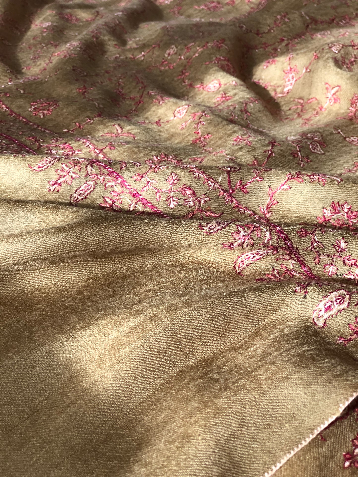 Royal Taupe Jaal Embroidery Pashmina Shawl