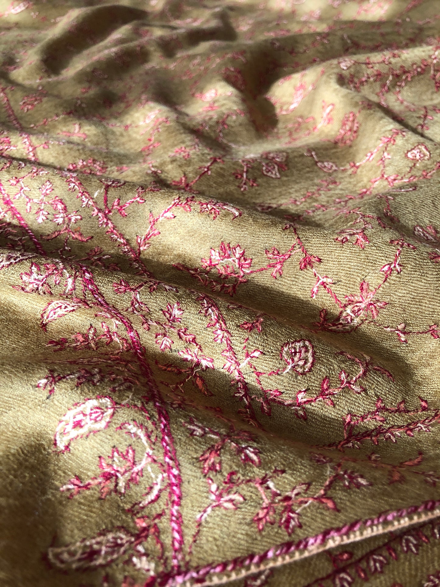 Royal Taupe Jaal Embroidery Pashmina Shawl