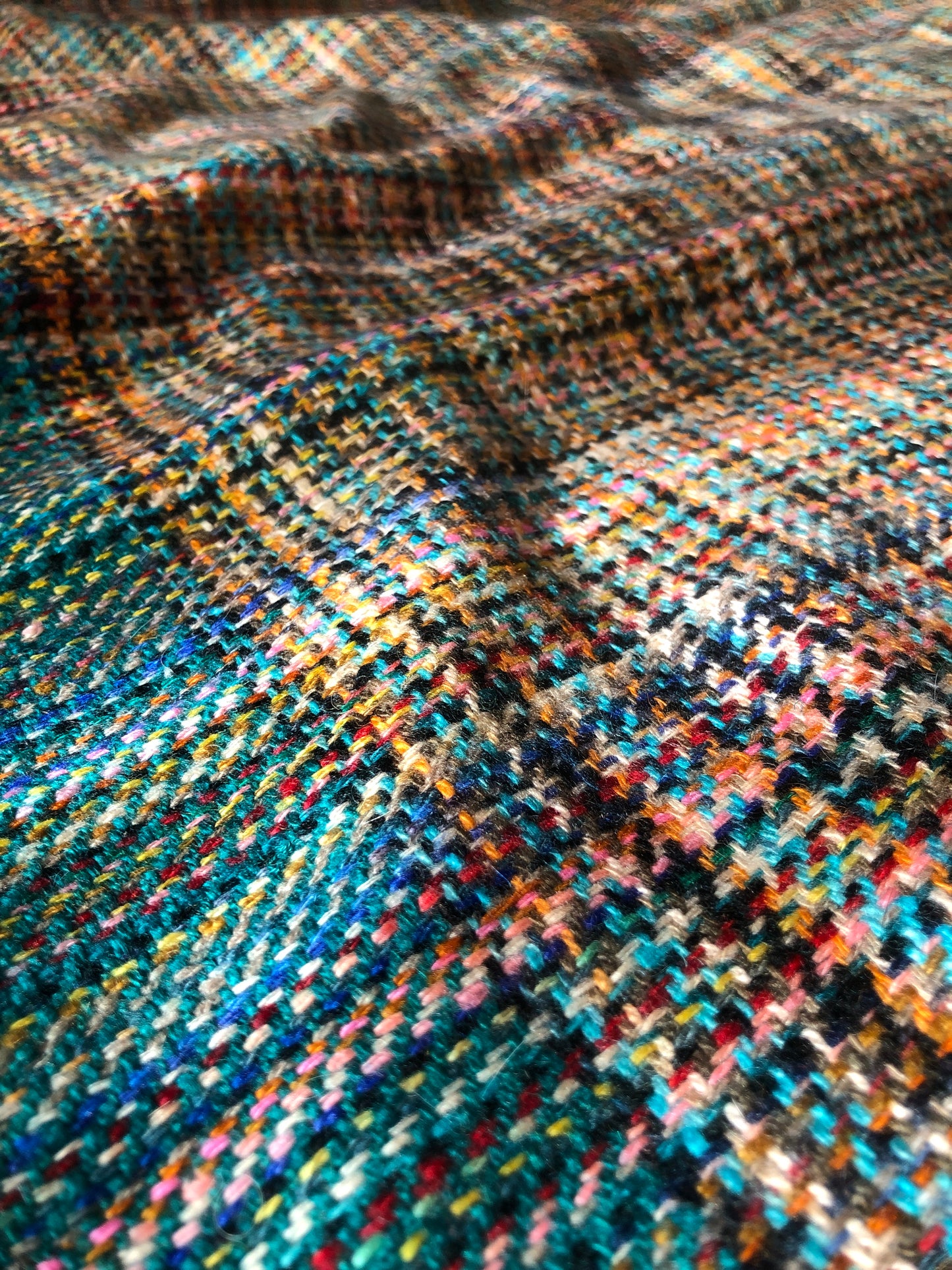 Multi Color IKAT Weave Pashmina Shawl, Turquoise