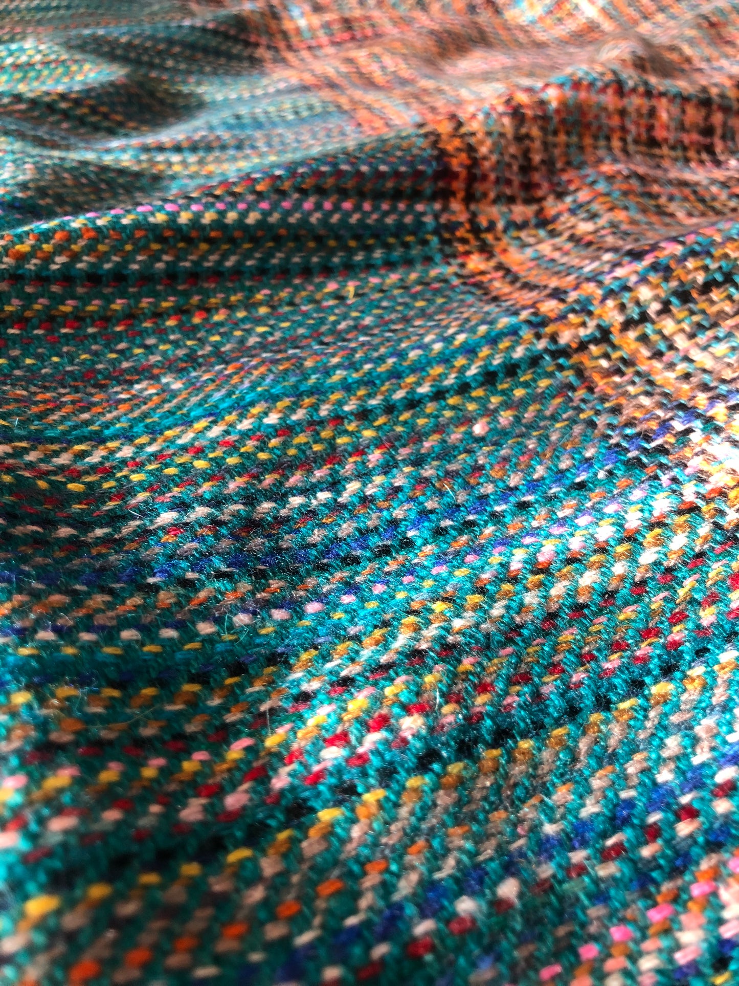 Multi Color IKAT Weave Pashmina Shawl, Turquoise