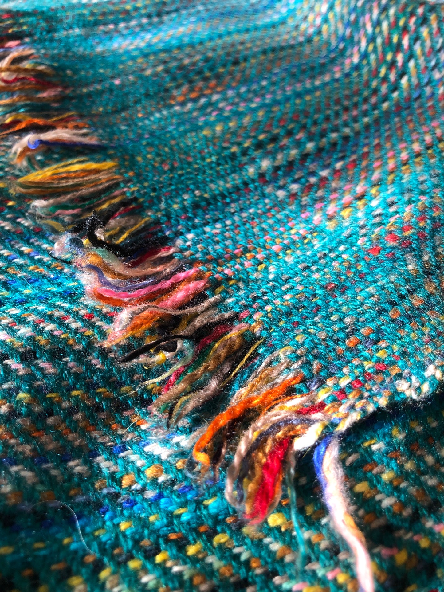 Multi Color IKAT Weave Pashmina Shawl, Turquoise